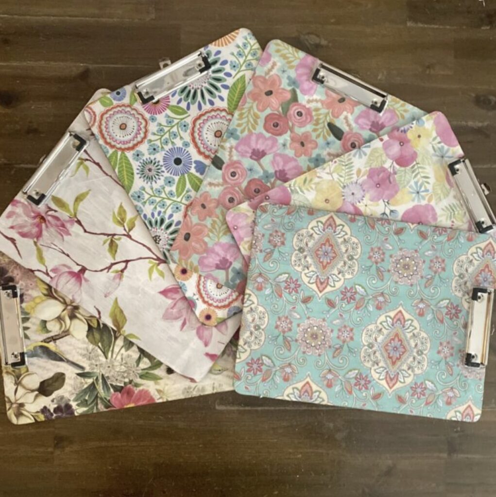 Fabric-covered clipboard - homemade teacher gifts